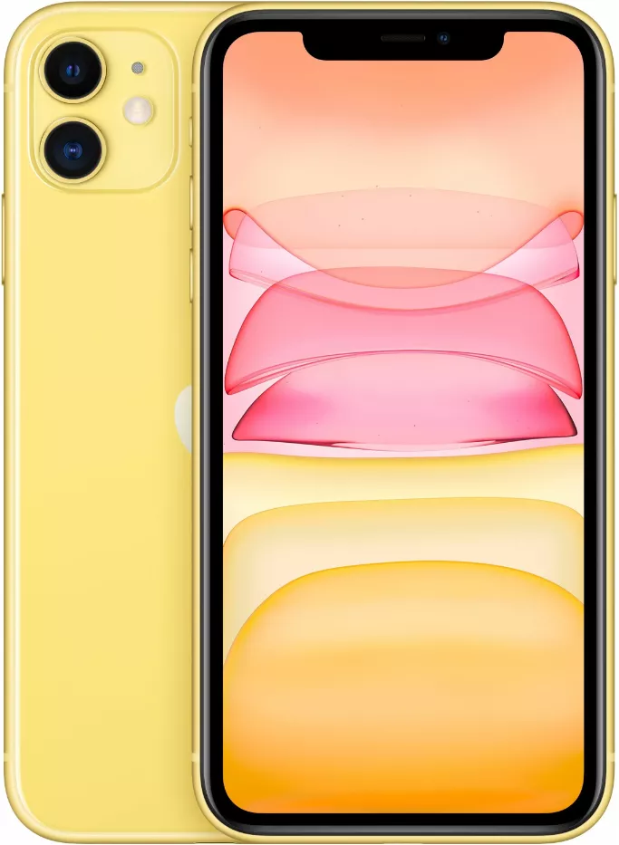 Смартфон Apple iPhone 11 64 ГБ, желтый, Slimbox, Dual SIM (nano SIM+eSIM)